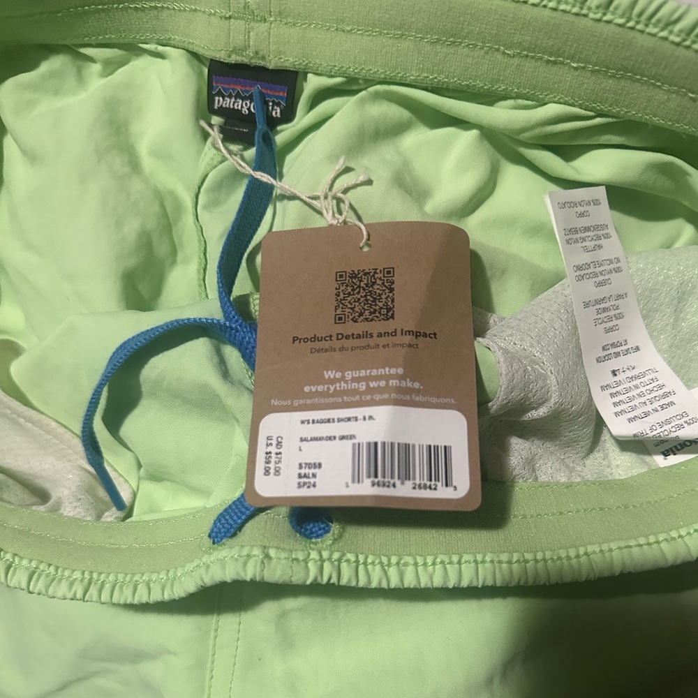 NWT! Patagonia Women's 5” Baggies Shorts Large Salamander Green - Picture 5 of 10